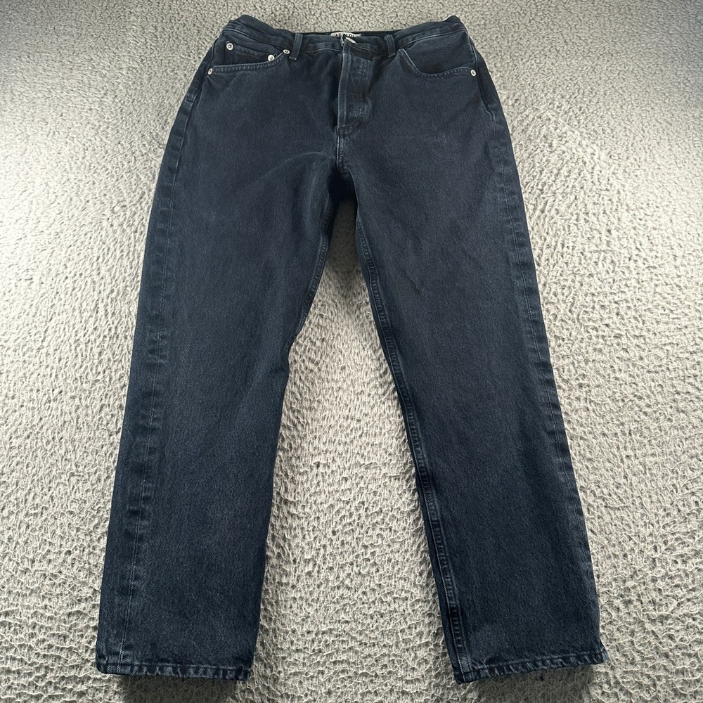 AGOLDE Jeans Womens 29 Navy Straight High Rise Button Fly Denim Relaxed‎ Fit
